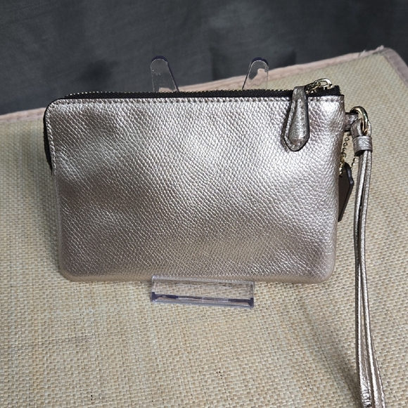 SALE* Coach Shimmering Gold Wristlet - Picture 2 of 8